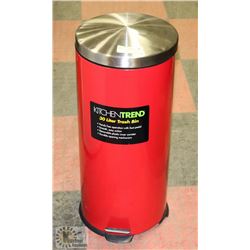 RED 30L ROUND METAL STEP ON GARBAGE CAN