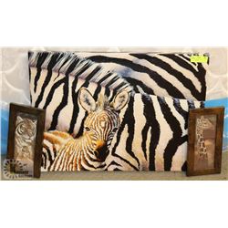 ZEBRA CANVAS PICTURE 27.5"X20" WITH 2 SMALLER