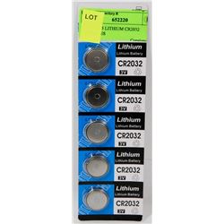 PACK OF 5 LITHIUM CR2032 BATTERIES