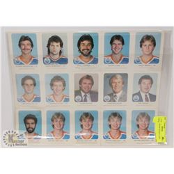 VINTAGE OILERS HOCKEY CARD SHEET