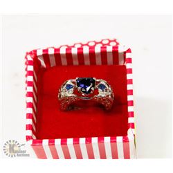 HEART PRINCESS CUT AMETHYST GEMSTONE RING