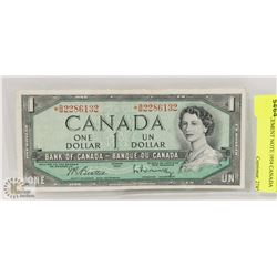 REPLACEMENT NOTE 1954 CANADA $1 BILL