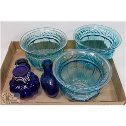 FLAT OF VINTAGE BLUE GLASS