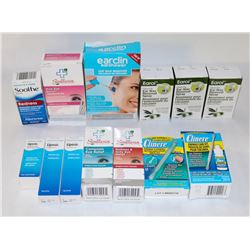 BAG OF ASSORTED EAR DROPS & EAR WAX REMOVER