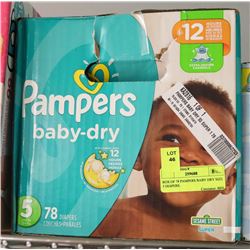 BOX OF 78 PAMPERS BABY DRY SIZE 5 DIAPERS.