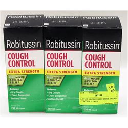 LOT OF 3 ROBITUSSIN 250ML COUGH CONTROL SYRUP