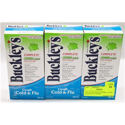 LOT OF 3 BUCKLEYS 250ML COUGH COLD & FLU COUGH