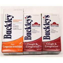 LOT OF 3 ASSORTED BUCKLEYS COUGH SYRUP