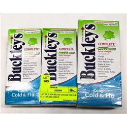 LOT OF 3 BUCKLEYS COUGH COLD & FLU COUGH SYRUP