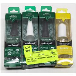 LOT OF 4 WITCHCRAFT ASST NAIL PRODUCTS