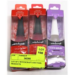 LOT OF 3 WITCHCRAFT ASST NAIL PRODUCTS