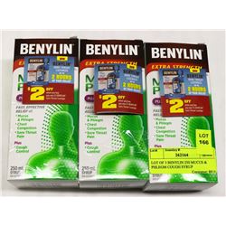 LOT OF 3 BENYLIN 250 MUCUS & PHLEGM COUGH SYRUP