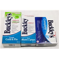 LOT OF 3 ASSORTED BUCKLEYS COUGH SYRUP