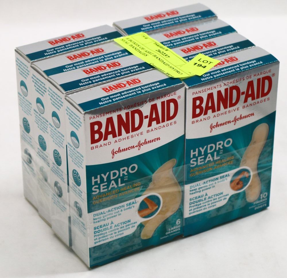 8 BOXES OF ASST BANDAID HYDRO SEAL BANDAGES Kastner Auctions