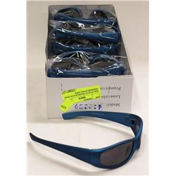 BOX OF BLUE FRAME BLACK LENSE DESIGNER SUNGLASSES
