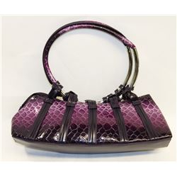 PURPLE SNAKE SKIN STYLE ROUND HANDLE HANDBAG