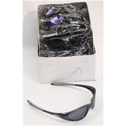 BOX OF OAKLEY STYLE GREY SUNGLASSES WITH BLACK