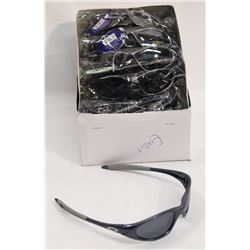 BOX OF OAKLEY STYLE GREY SUNGLASSES WITH BLACK