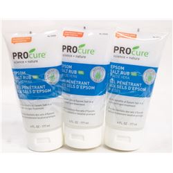 LOT OF 3 PROCURE EPSOM SALT RUB 6 OZ