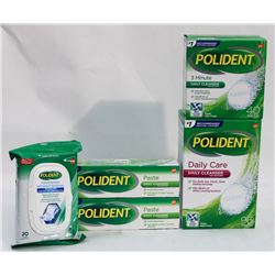 BAG OF ASSORTED POLIDENT PRODUCTS