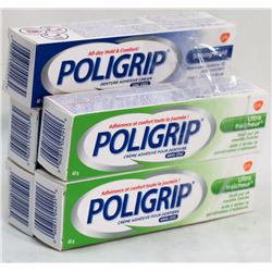 LOT OF 5 ASSORTED POLYGRIP DENTAL ADHESIVE CREAM
