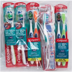 BAG OF ASSORTED COLGATE TOOTH BRUSHES