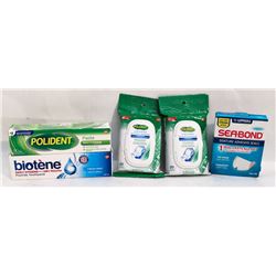 BAG OF SEA BOND, POLIDENT, FIXODENT AND BIOTENE