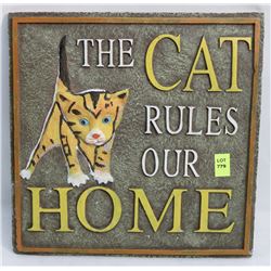 THE CAT RULES OUR HOME WALL PLAQUE