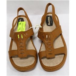 SANDAK LADIES WEDGE SANDALS SIZE 7 TAN COLOR