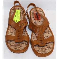 SANDAK LADIES WEDGE SANDALS SIZE 7 TAN COLOR