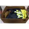 Image 1 : LOT OF 3 HI-VIS SAFETY VESTS, HOODS, & CHAINSAW