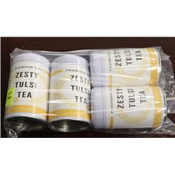 BAG WITH 4 TINS OF ZESTY TULSI TEAS
