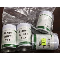BAG WITH 4 TINS OF BENDY JOINTS TEAS