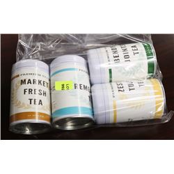 BAG WITH 4 TINS OF ASSORTED TEAS