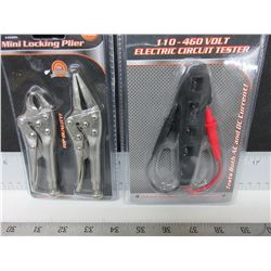 New 2 piece Mini Vise Grips & Electric Circuit Tester 110 - 460 volt