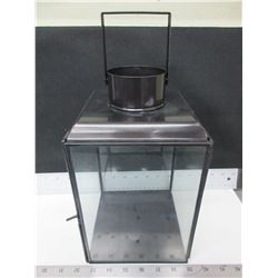 New Bronze Metal and glass Hurricane Lantern 7 x 7 x 11