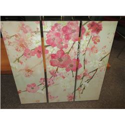 3 piece Canvas set / Flowers  12" x 36 each