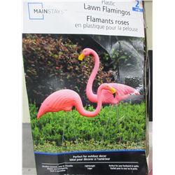 2 Lawn Flamingos