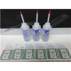 Sewing Machine Needles / 6 packs of 5 Schmetz & 3 stainless Machine oil