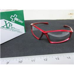 7 New Pairs of Clear Safety Glasses / red frame XP-87 Series