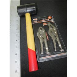 Rubber Mallet & set of 2 Mini Vise Grips