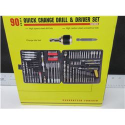 New 90 piece Qick Change Drill and Driver Set with case