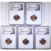 Image 1 : 5-LG DATE BRONZE LINCOLN CENTS NGC MS-66 RD