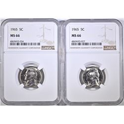 (2) 1965 NICKELS NGC MS-66