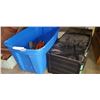 Image 1 : LOT OF 4 LONG EXTENTION CORDS IN BLUE TOTE