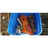 Image 2 : LOT OF 4 LONG EXTENTION CORDS IN BLUE TOTE