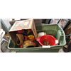 Image 1 : LARGE GREEN TOTE W/ ESTATE ITEMS