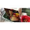 Image 2 : LARGE GREEN TOTE W/ ESTATE ITEMS