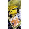 Image 1 : YELLOW TOTE OF MOSTLY NEW PAINTING SUPPLIES
