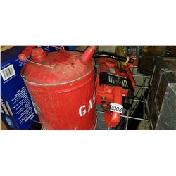 HOMELITE CHAINSAW AND METAL GAS CAN